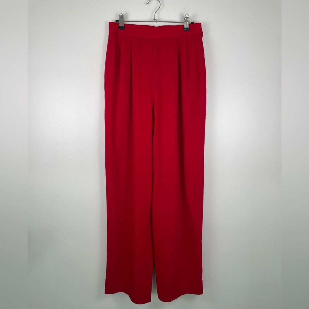Vintage 90s Red Wool Wide Leg Trousers Carolyn Bessette Style Size 6 Carlisle